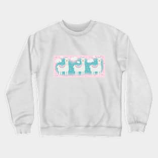 Cute Pink and Mint Llama with Gifts Crewneck Sweatshirt